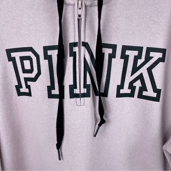 PINK Victoria’s Secret 1/4 Zip Hoodie Fleece Pullover - Picture 4 of 9